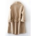 boutique beige Woolen Coats oversize medium length jackets fur collar coat double breast