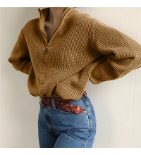 Zip polo brown sweater HF0216-05-01