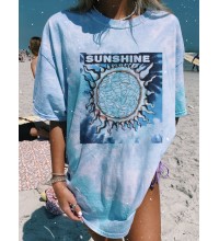 Graffiti letter printed short sleeved T-shirt loose and trendy on the street HF2306-01-02