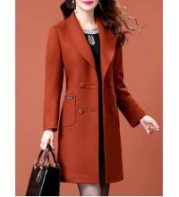Loose fitting Korean suit collar alpaca wool jacket HF2320-02-01