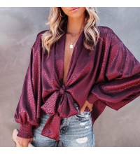women's casual loose imitation silk shirt HF0502-03-02