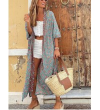 Women's printed loose long cardigan  HE1402-04-02