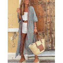 Women's printed loose long cardigan  HE1402-04-02