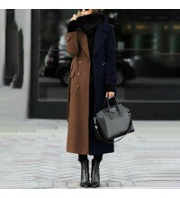 Two tone fashionable double-sided cashmere coat HF2809-03-03