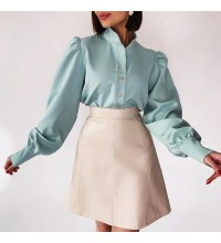 Unique and eye-catching green blouse on white HF1905-03-04