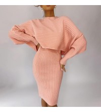Fashionable layered sweater dress two-piece suit HF0108-02-02