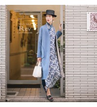 Fine blue wool coat for woman trendy plus size two ways to wear winter jackets embroidery coats