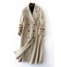 Luxury nude Woolen Coats oversize long winter coat double breast Notched