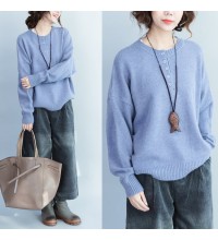 lavender thick warm woolen knit pullover neck front button loose batwing sleeve sweater