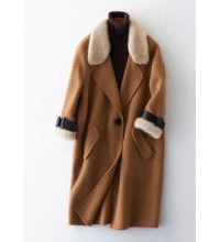 Luxury plus size clothing winter jackets fur collar outwear khaki big pockets Wool jackets