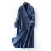 Fashion oversized long winter coat double breast outwear denim blue Notched Wool jackets