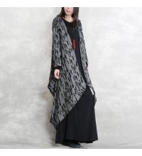 2019 dark gray Coats oversized asymmetric Winter coat Fashion long sleeve patchwork long coats