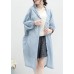 Chic blue Cotton outwear for women hooded tunic summer cardigan